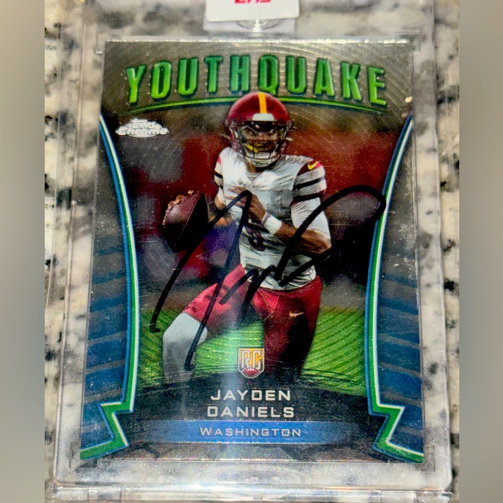 Youthquake Jayden Daniels Topps redemption auto Football Card.